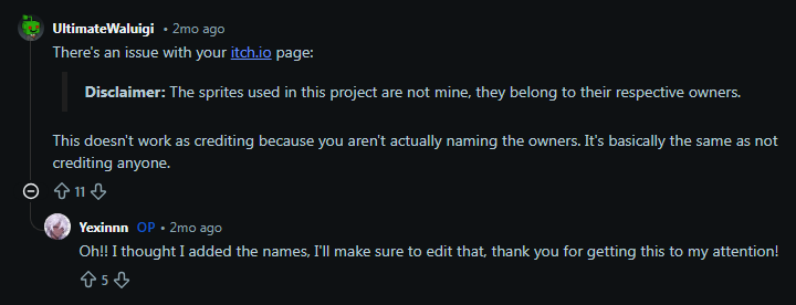 Not crediting artist