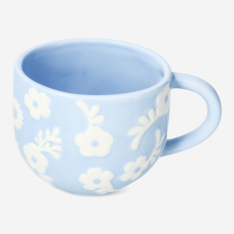 blue mug with white flowers 400 ml kitchen flying tiger copenhagen 882855