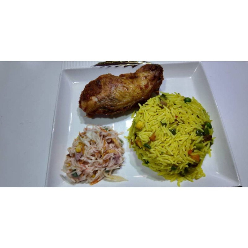 Fried Rice and plantain and chicken