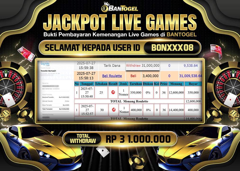 BUKTI JACKPOT LUNAS BANTOGEL