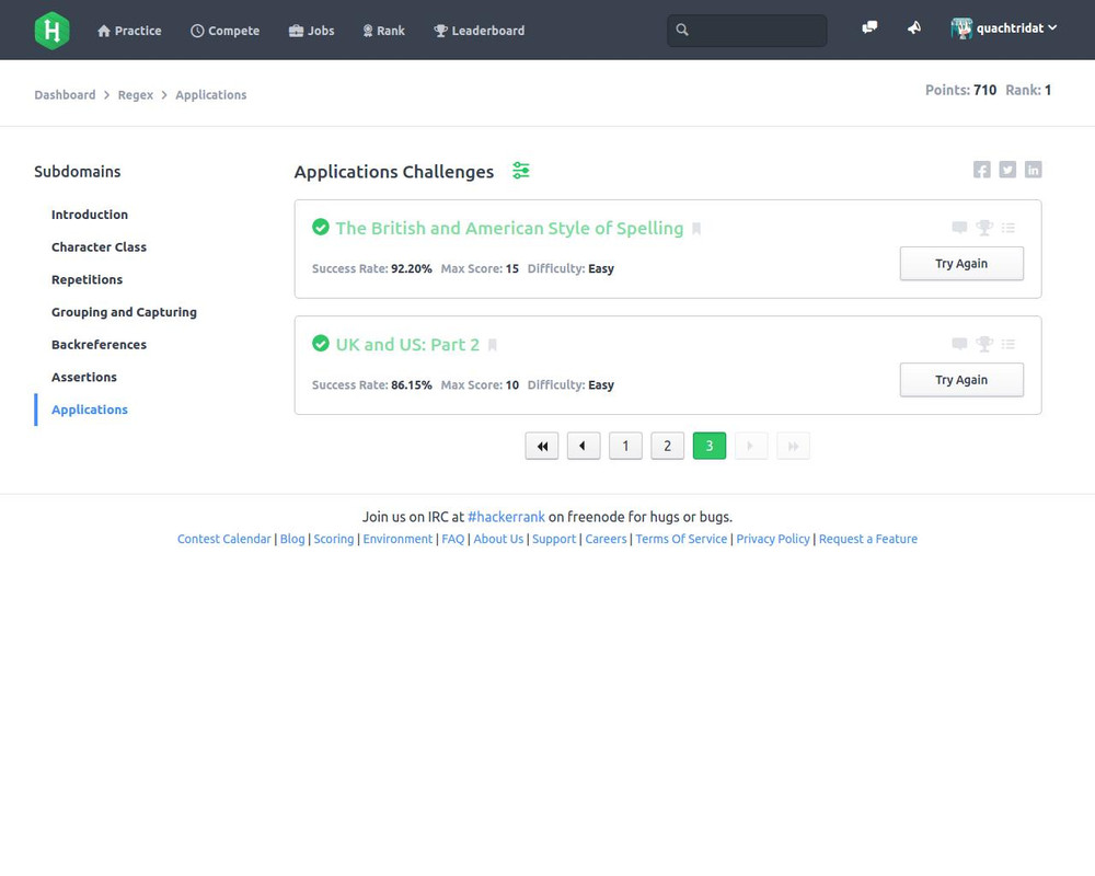 Hackerrank - Regex - Applications - Page 3