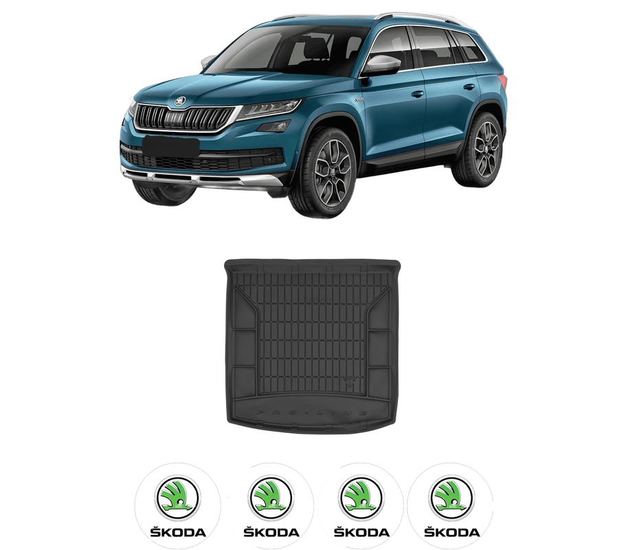 Tavita Portbagaj SKODA KODIAQ I (NS6, NS7, NV7) din 2016-2021, Protectie Portbagaj Auto, 4x Stickere auto cu SKODA