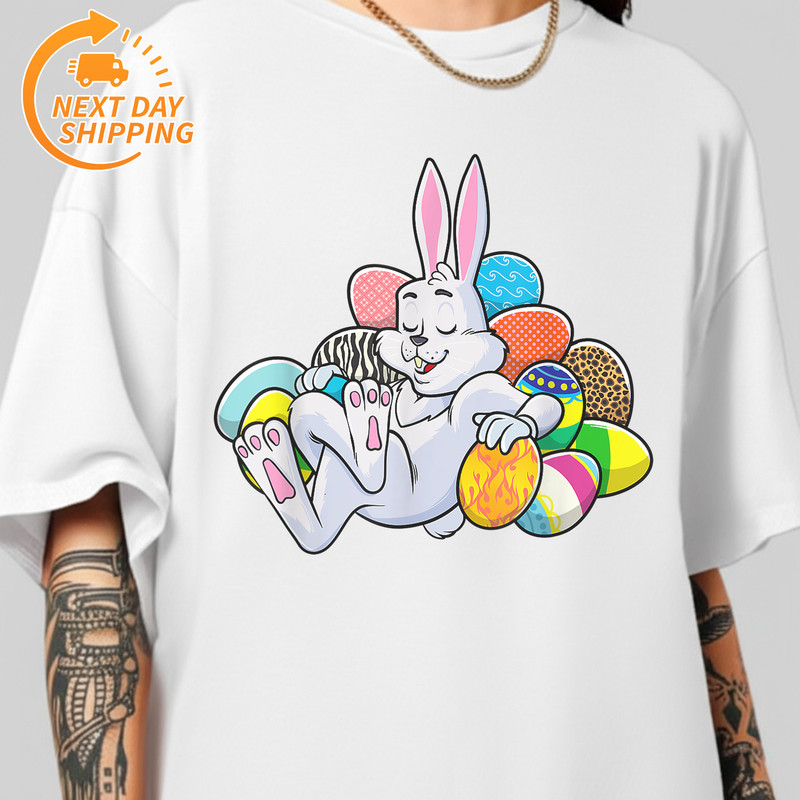 B0BTXK418Y Funny Easter Girls Boys Toddler Easter Bunny T Shirt MK1