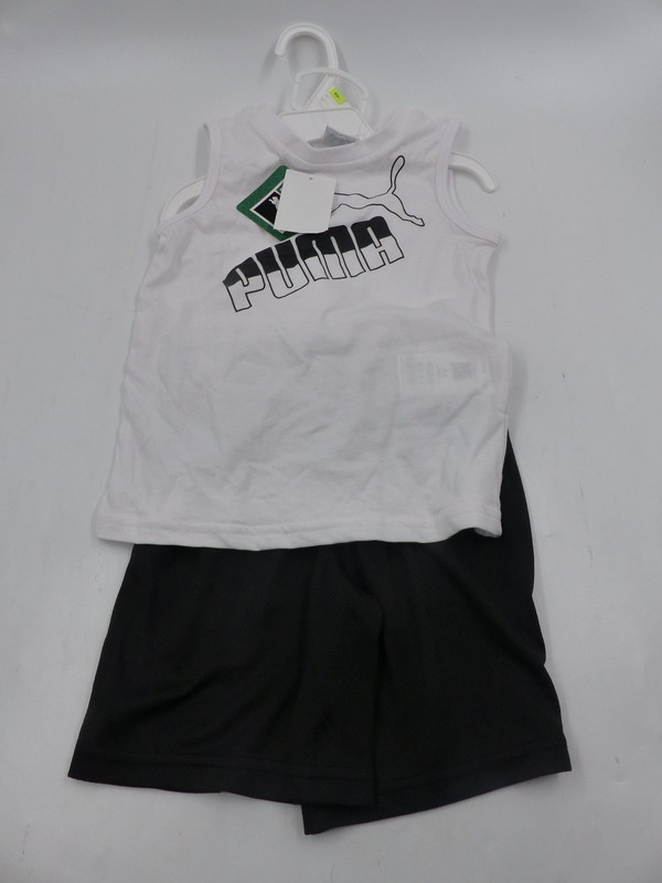 PUMA KIDS TANK TOP AND SHORTS SET IN WHITE/BLACK KIDS SIZE 4T 85811301