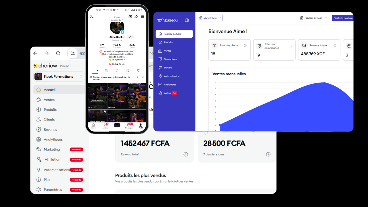 Screenshots preuves TikTok et ventes