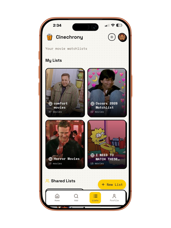 Cinechrony - Lists page