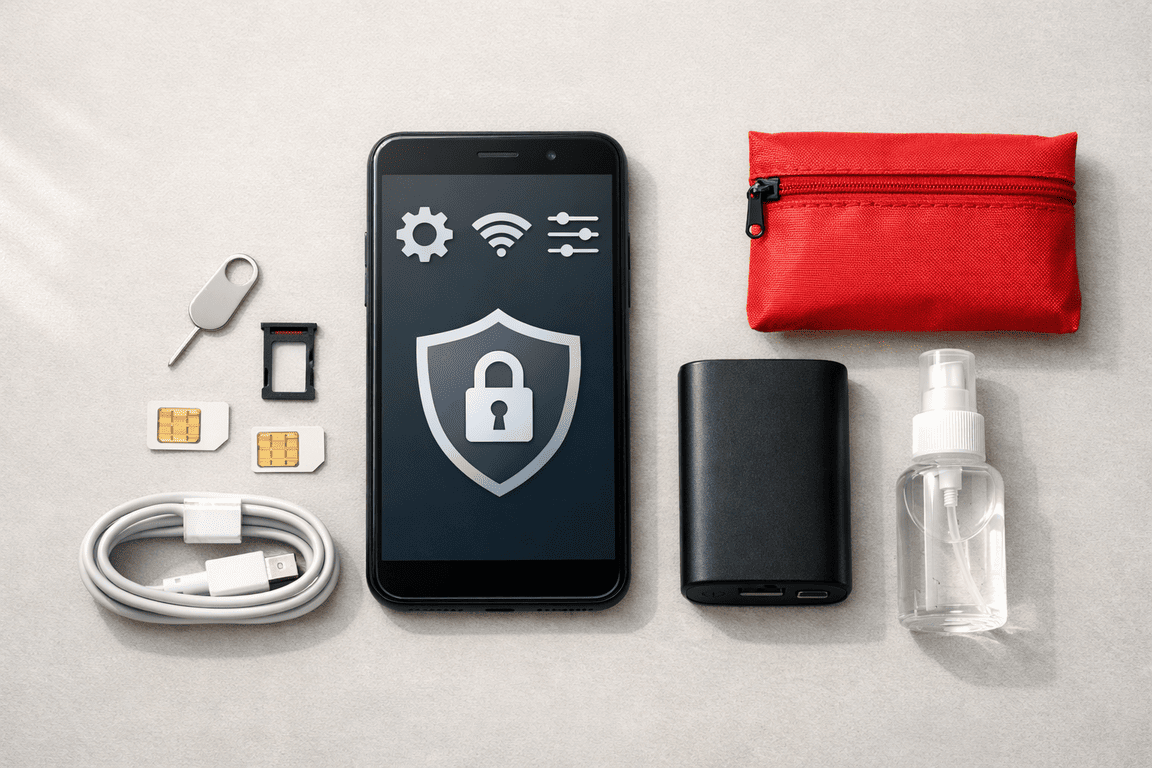 Набор для связи в поездке смартфон SIM карта и пауэрбанк