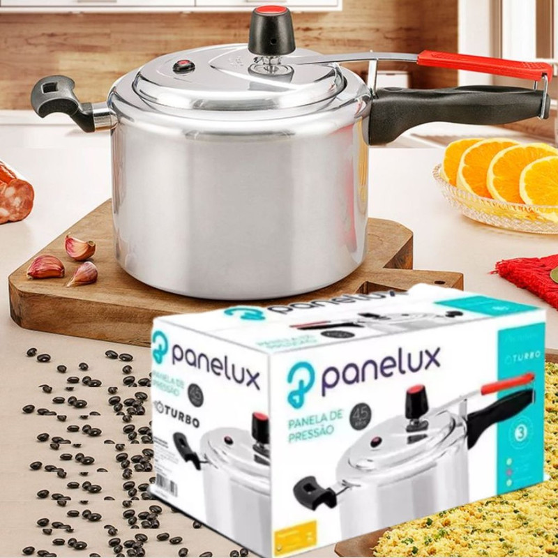 Panela Pressão Alum Premium Fech Inter 4,5l Polida Panelux