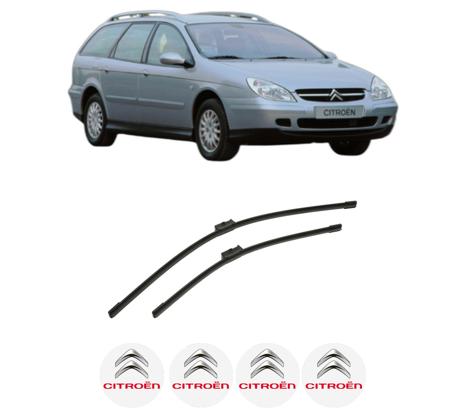 Set stergatoare auto CITROEN C5 I Estate Van (DE_) din 2002-2004, pentru parbriz auto, 2 bucati, Bosch Aerotwin, din cauciuc siliconat rezistent, 4 Stickere Auto CITROEN