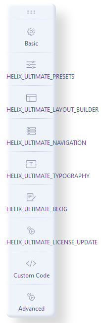 Helix menu titles outside