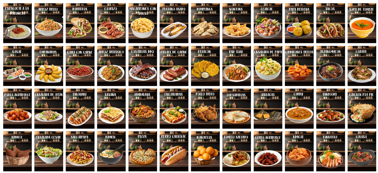 Cartones de Loteria Comida
