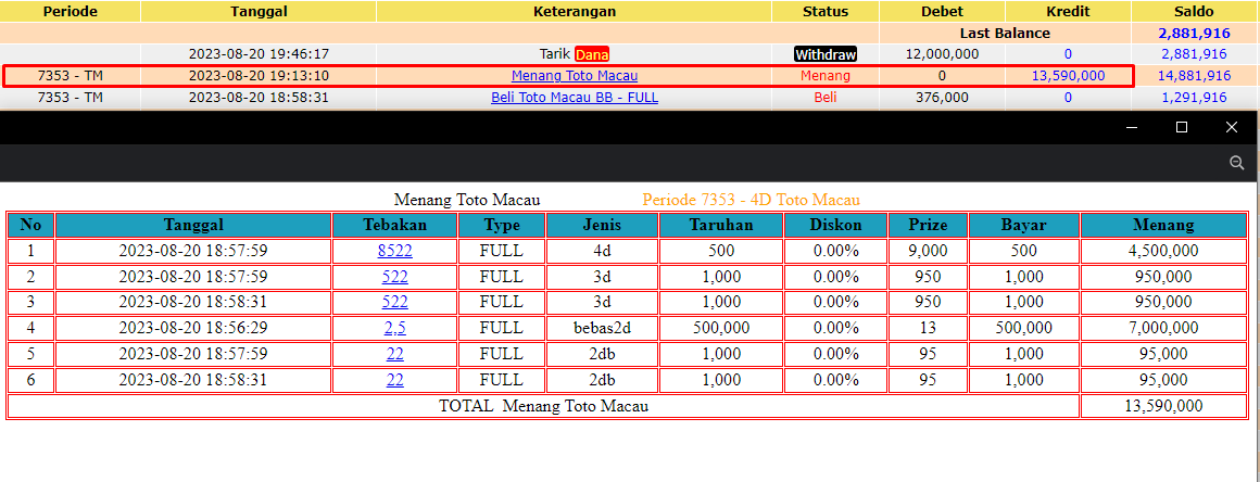 Bukti JP togel hari ini