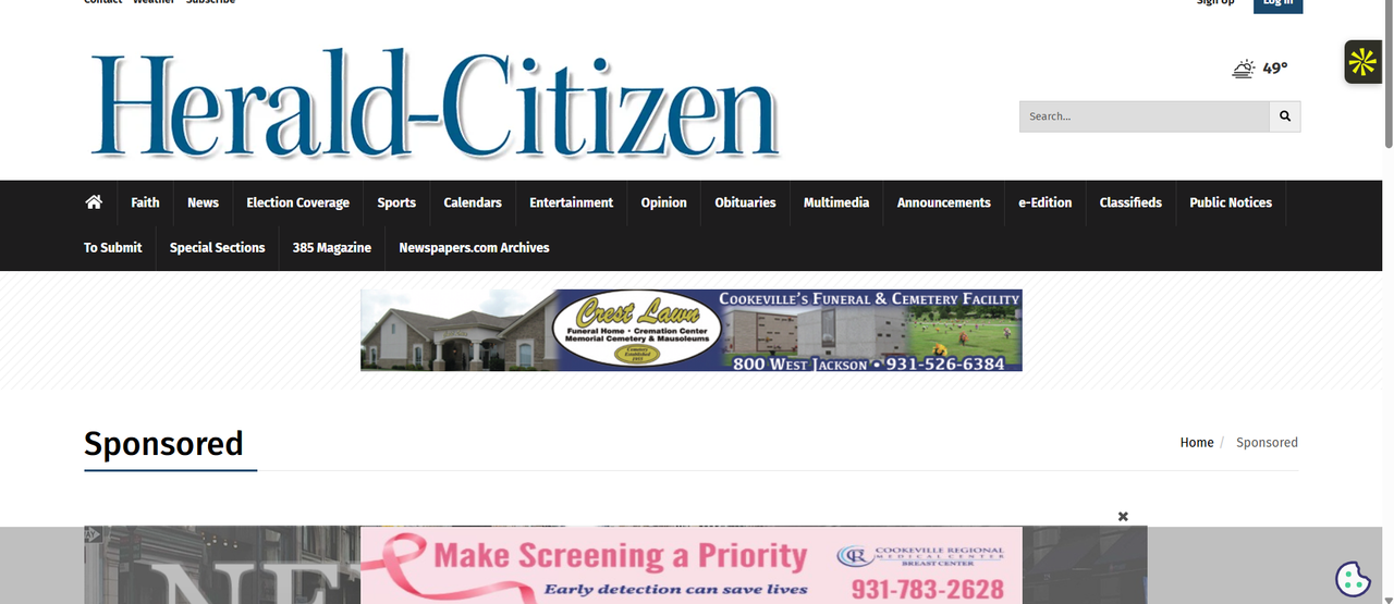Screenshot of Herald Citizen