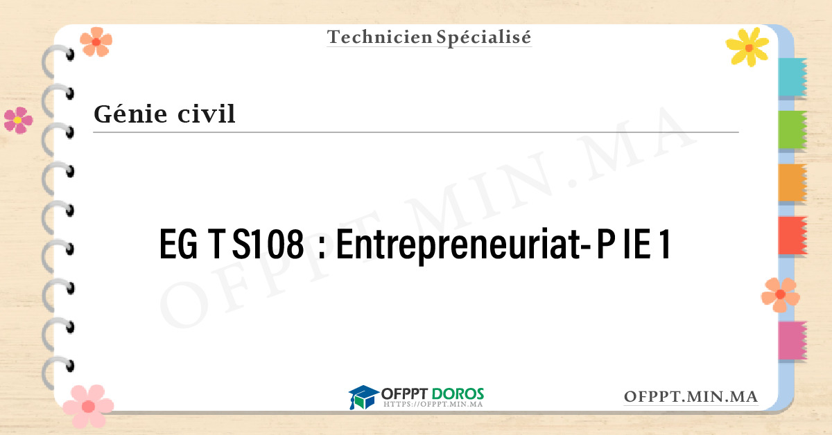 Sommaire détaillé du cours Entrepreneuriat-PIE 1 EGTS108 OFPPT - Structure du module