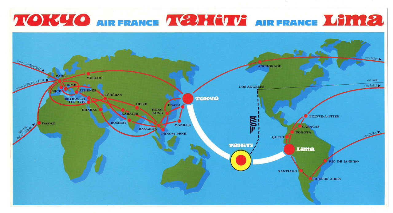 Air France en liaison avec UTA Nouveauté à partir du 1er avril 1973 ouverture de la ligne Tokyo