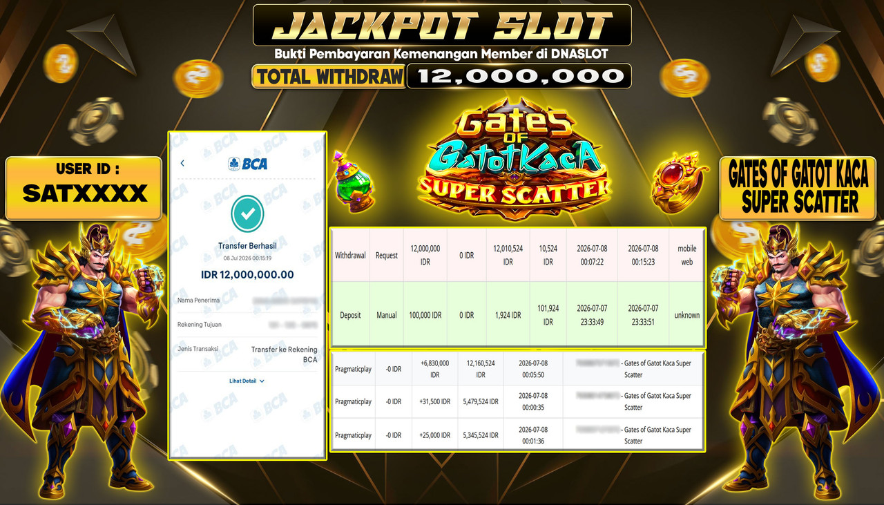 JACKPOT SLOT GATES OF GATOT KACA SUPER SCATTER  07 JULY 2026