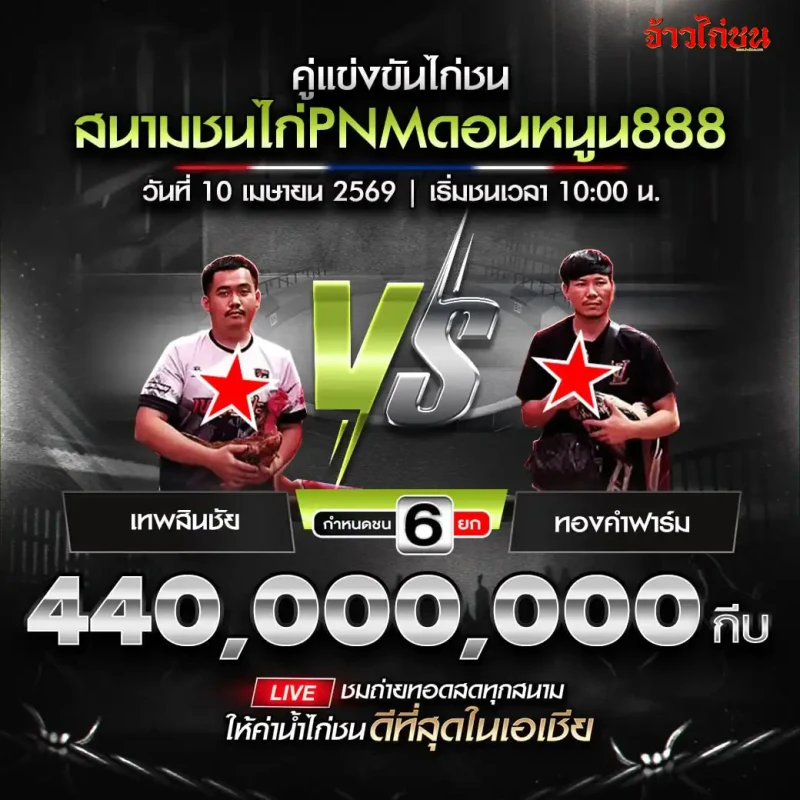 เทพสินชัย พบ ทองคำฟาร์ม สนามชนไก่ PNM ดอนหนูน888