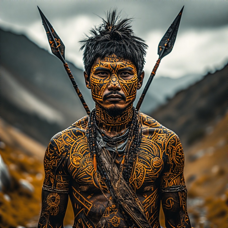 A-tribal-warrior-in-woodcut-st-9
