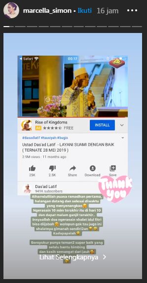 Marcella Simon bercerita soal pengalam puasa perdananya