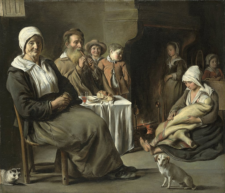 2-Louis-le-Nain-Peasant-Interior-with-an-Old-Flute-Player-Meister-Drucke-805685
