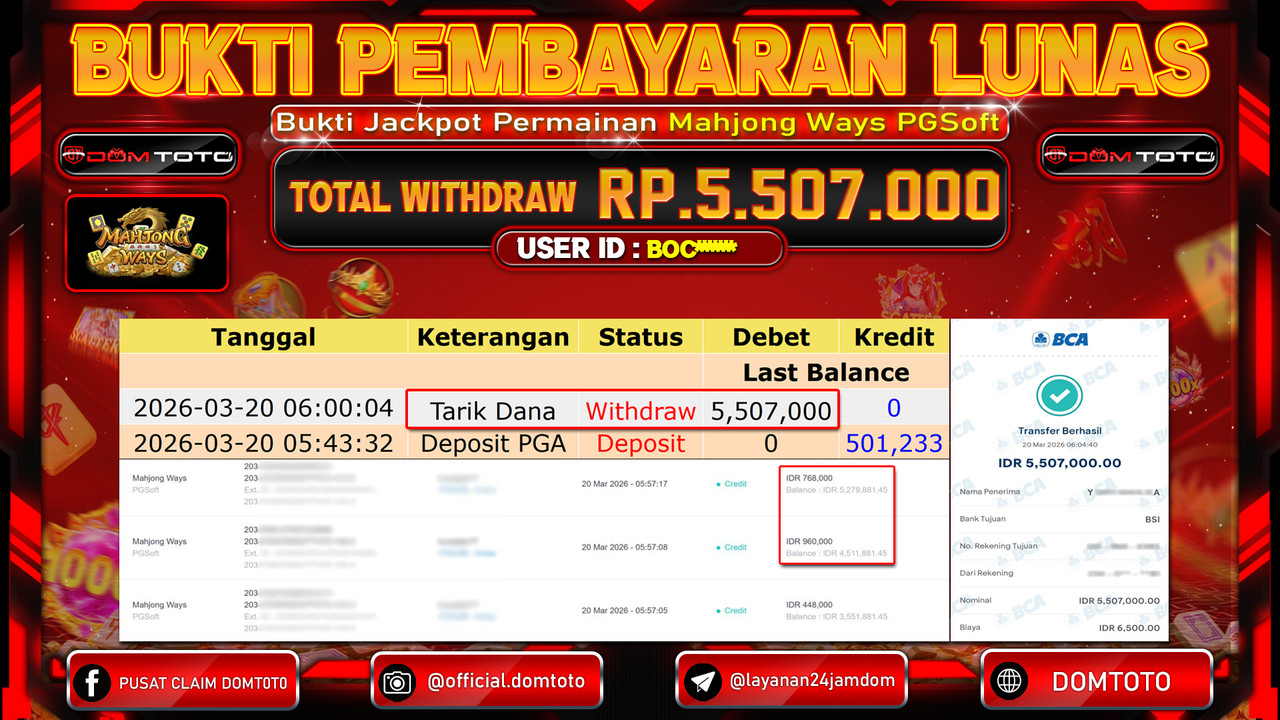 JACKPOT SLOT Mahjong Ways PGSoft 20 MARET 2026