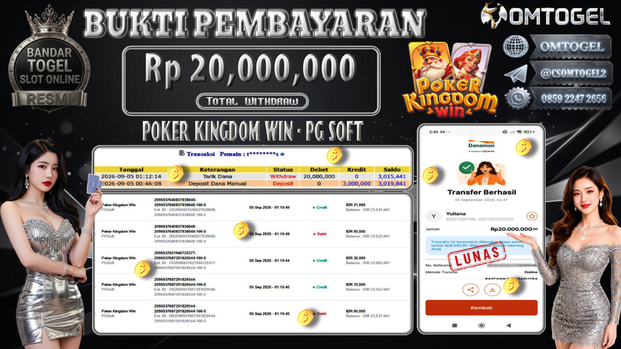 OMTOGEL JACKPOT PG SOFT POKER KINGDOM WIN Rp.20,000,000,- DIBAYAR LUNAS 
