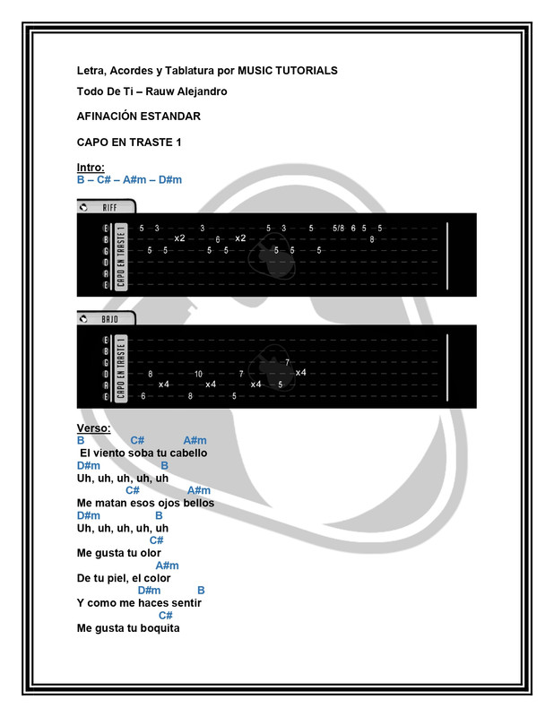Cómo tocar Todo De Ti de Rauw Alejandro en Guitarra (Tutorial + PDF GRATIS)  ⋆ Music Tutorials