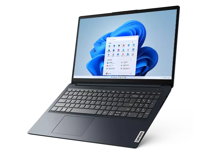 Laptop Lenovo IdeaPad 1i de 15.6 pulgadas en un entorno de hogar.