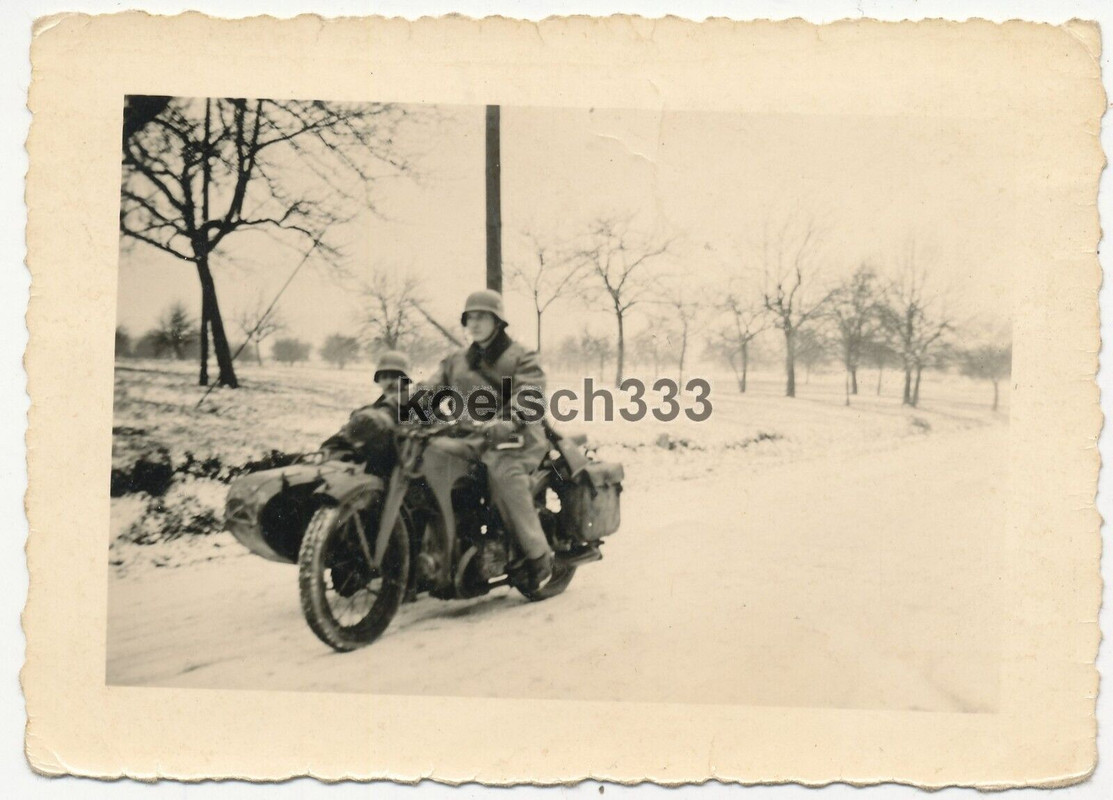 Foto Kradschützen der Wehrmacht auf einem Zündapp Motorrad im Winter ...
