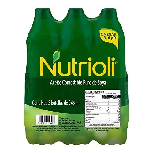 Amazon: Aceite de Soya Nutrioli Tripack 946 ml | 139 | Planea y Ahorra, envío gratis con Prime 
