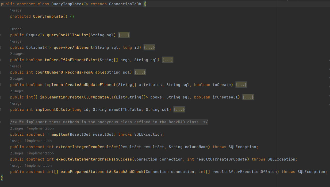 QueryTemplate abstract class QueryTemplateClass