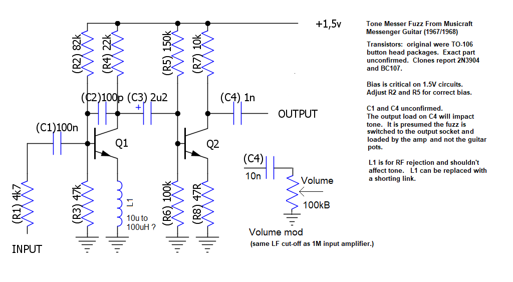 messenger guitar Tone Messer Fuzz (original ckt)