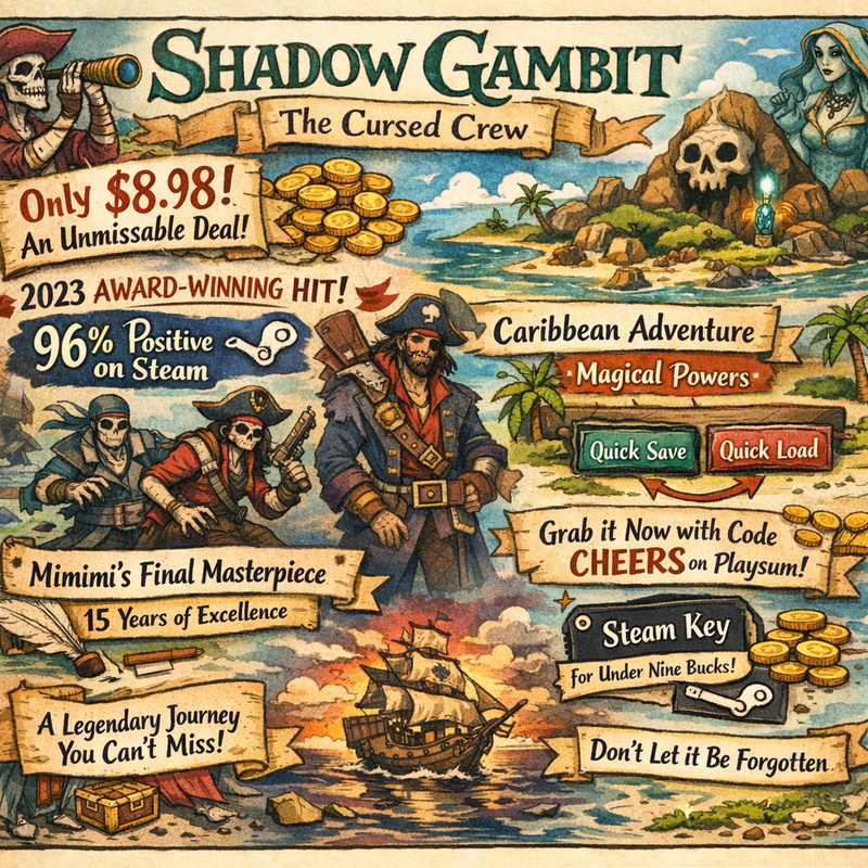 Pirate ship sailing on ocean with dramatic sky and Caribbean setting