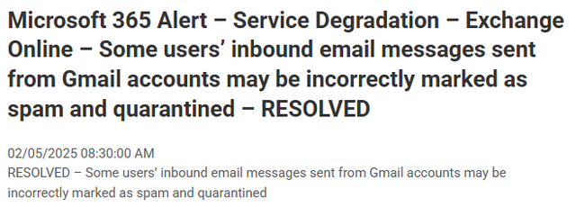 Exchange Online: False SPAM-Flagging Bug bei GMail behoben