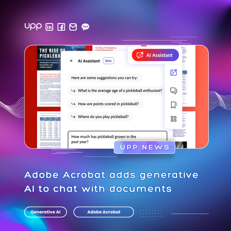 Adobe Acrobat adds generative AI to chat with documents.