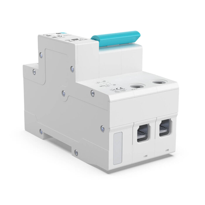 Breaker inteligente WiFi de 2 polos para riel DIN.