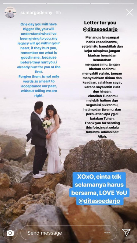 Surat dari Denny Sumargo untuk Dita Soedarjo