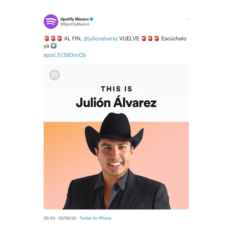 Julión Álvarez hace su regreso triunfal y definitivo a Spotify