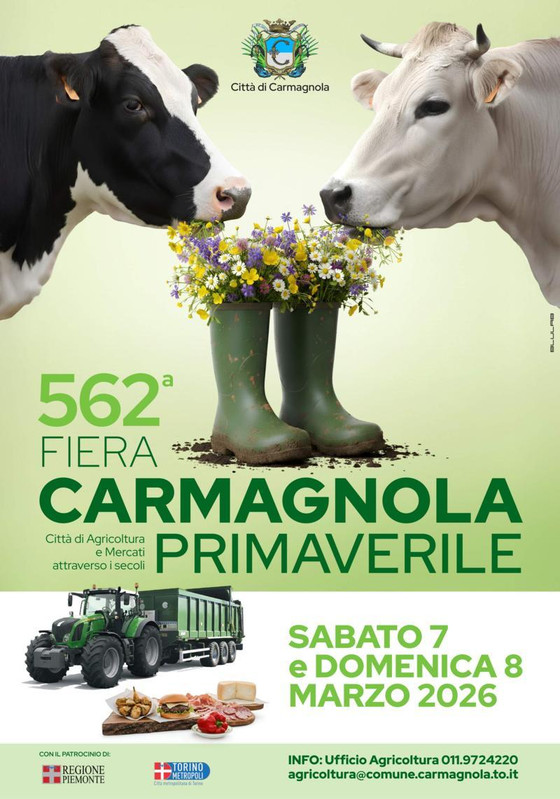 562^ Fiera Primaverile di Carmagnola (To), un viaggio tra agricoltura, tradizioni e sapori del territorio, il 7 e l’8 marzo 2026
