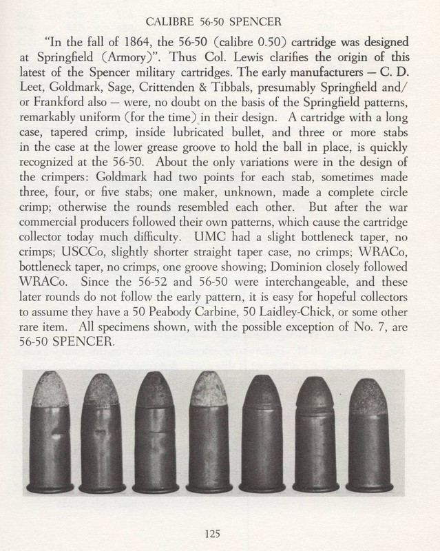 56-50 Spencer cartridge-50 cal
