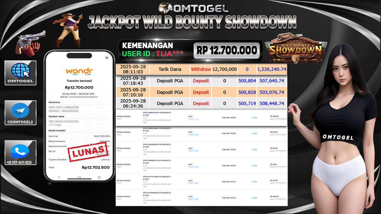 OMTOGEL JACKPOT PGSOFT WILD BOUNTY SHOWDOWN 12 JUTA DI BAYAR LUNAS ,-