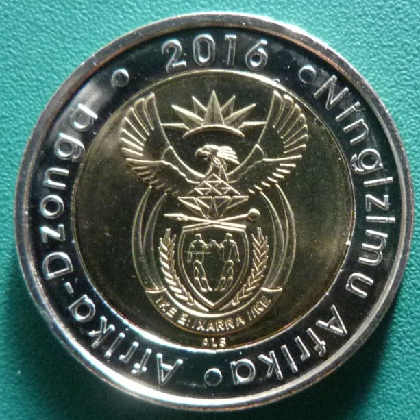 5 Rand. Sudáfrica (2016) SAF-5-Rand-2016-anv