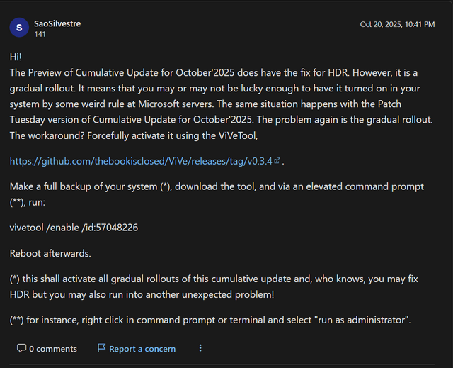 Windows 11 24H2 HDR-Probleme