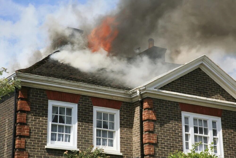 House with fire and smoke damage