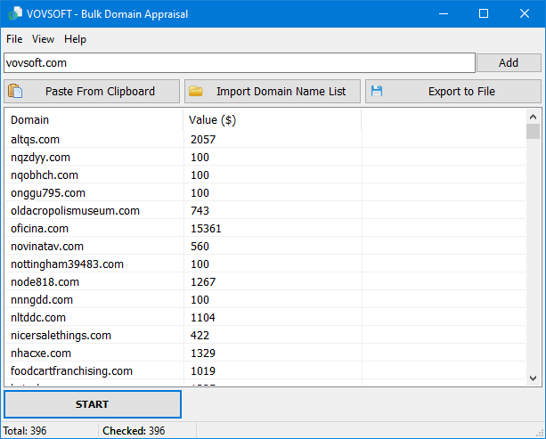 Vovsoft Bulk Domain Appraisal 2.6.0