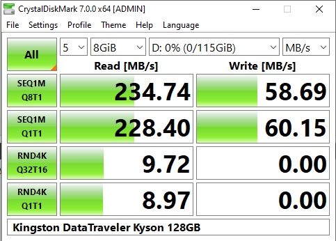 CrystalDiskMark 7 - 8GB test