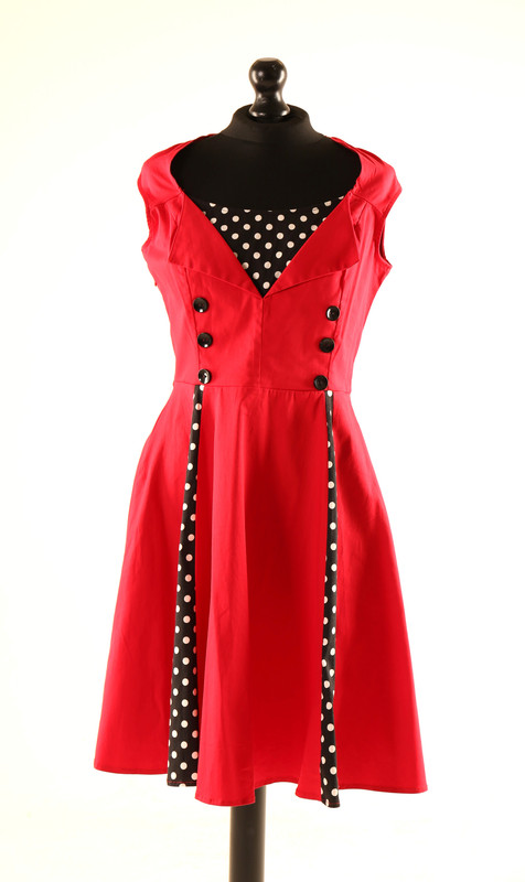Red Dress with Black Polkadots - Adult 8