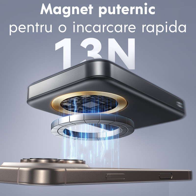 Baterie externa cu incarcare wireless Joyroom PBM12, Inel rotativ, 22.5W, 1xUSB-C, 1xUSB, PD, QC3.0, 10000 mAh, Incarcare rapida, Negru 4 a6dfdf98 64c9 4d0c b44a c488d8d30c9f