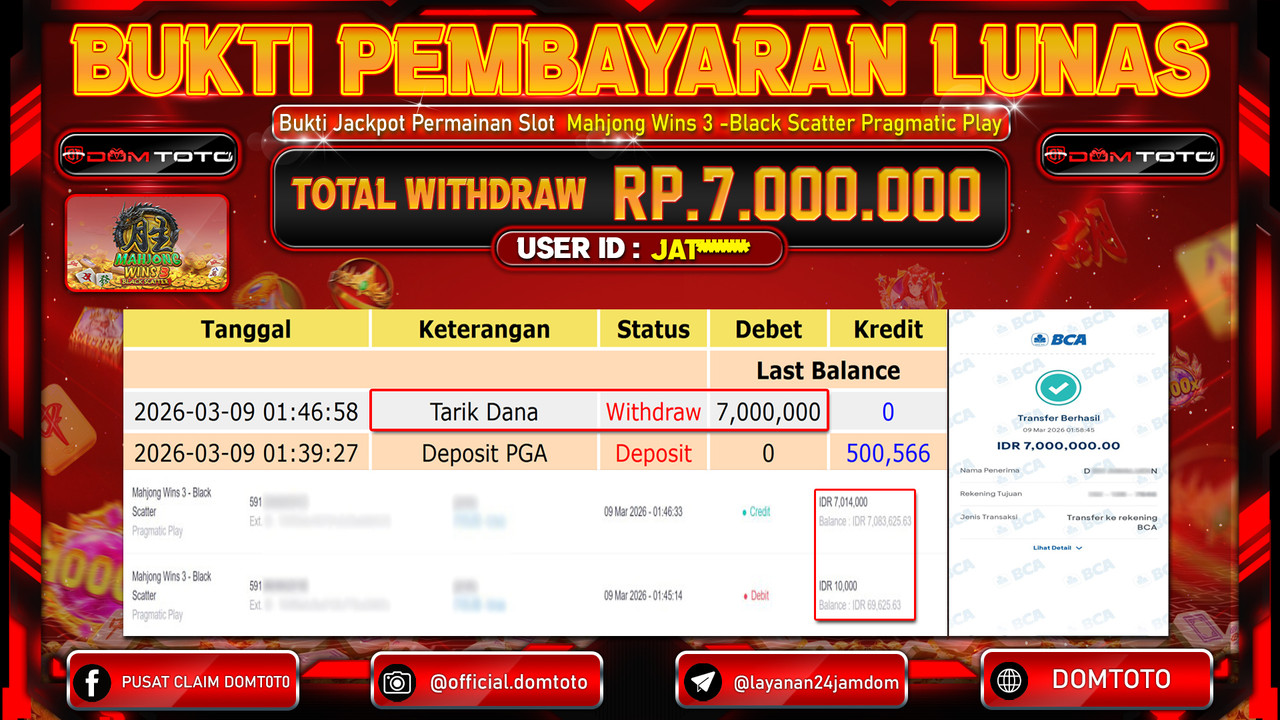 JACKPOT SLOT Mahjong Wins 3 - Black Scatter Pragmatic Play 09 MARET 2026