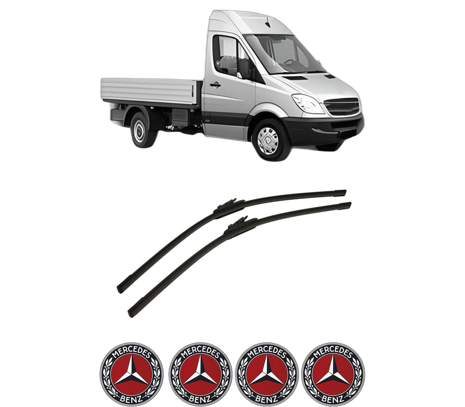Set stergatoare auto MERCEDES-BENZ SPRINTER 5-t Platform/Chassis (B906) din 2006-2018, pentru parbriz auto, 2 bucati, Bosch Aerotwin, din cauciuc siliconat rezistent, 4 Stickere Auto MERCEDES-BENZ